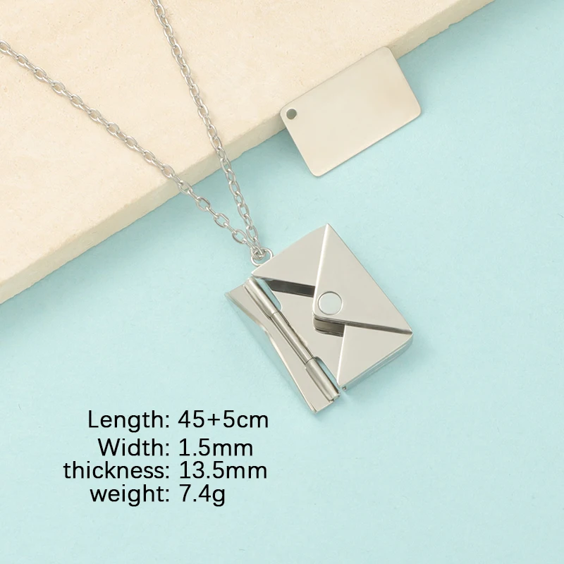 Fnixtar Detachable Envelope Pendant Necklaces Mirror Polish Stainless Steel Creative Love Letter DIY Necklace 10 PCS/lot