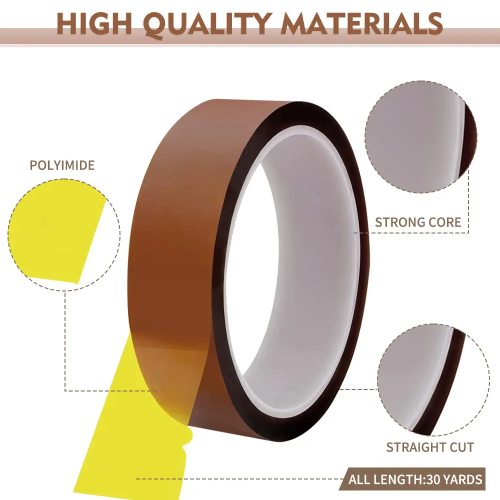Antistatisches Lithium-Batterie-Isolierband für Haustiere, 3 mm x 33 m, Teefarbe, Finger, hochtemperaturbeständiges Klebeband, Polyimid-Klebeband