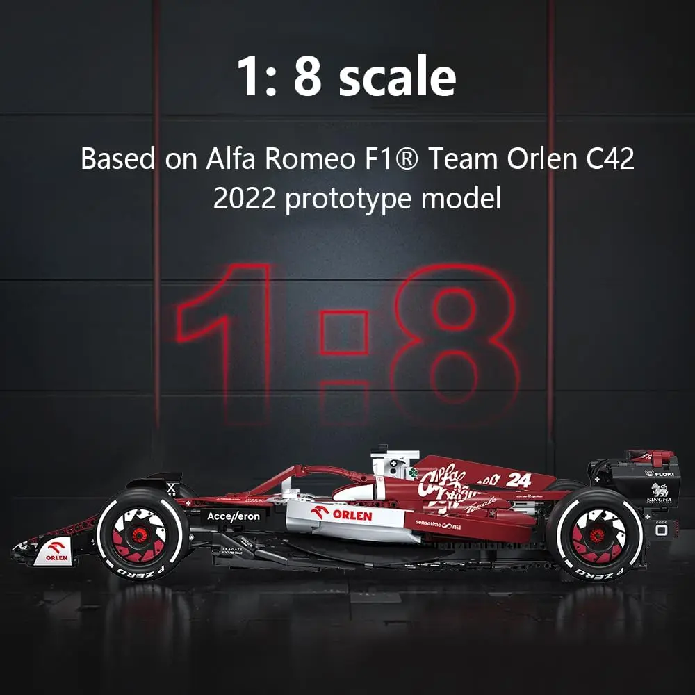 Alfa Romeo F1 Race Car C42 Building Blocks Set, 1868 PCS 1: 8 MOC Creative Building Blocks, Excellent Racer Model and Collection