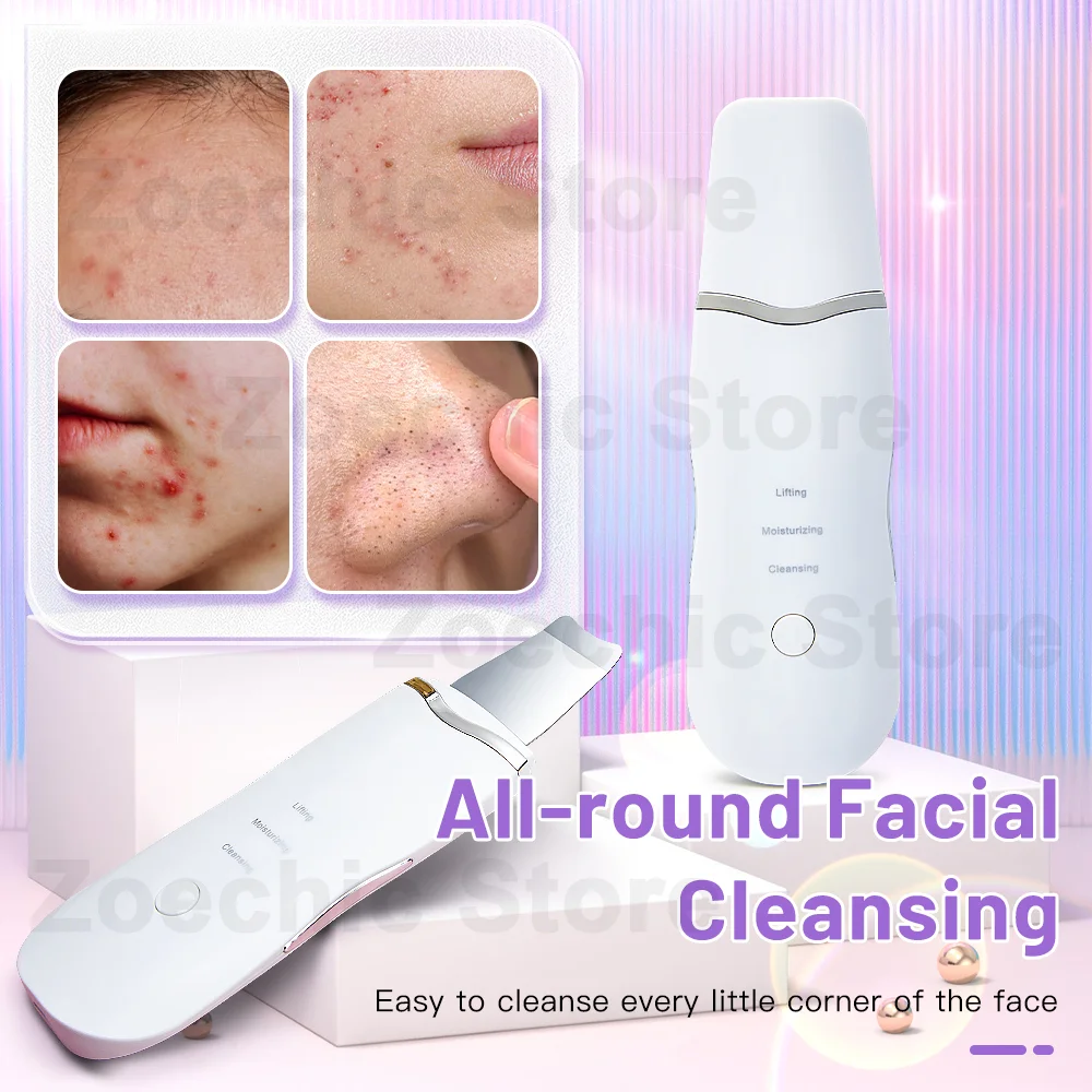 Ultrasonic Skin Scrubber Pore Cleaning Facial Deep Exfoliator Scraper and Blackhead Remover Female and Male Beauty Instruments