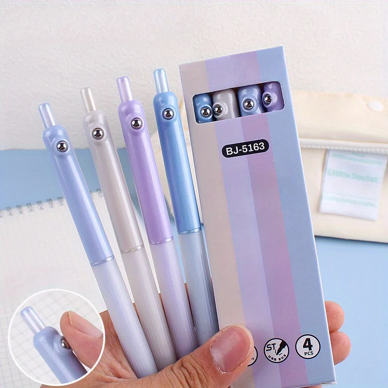 

4 шт., ручка для снятия стресса со стальными шариками-прокруткой, массирующая нейтральная ручка, набор гладких шариковых ручек с быстросохнущими чернилами