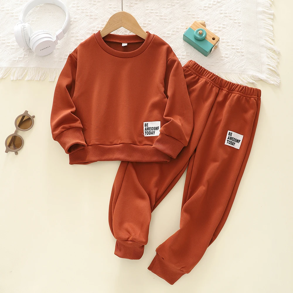 Girls' Sweatshirt Suit Autumn Letter Sticker Sweatshirt Pants 2-piece Set Fashion Casual Children's Clothing