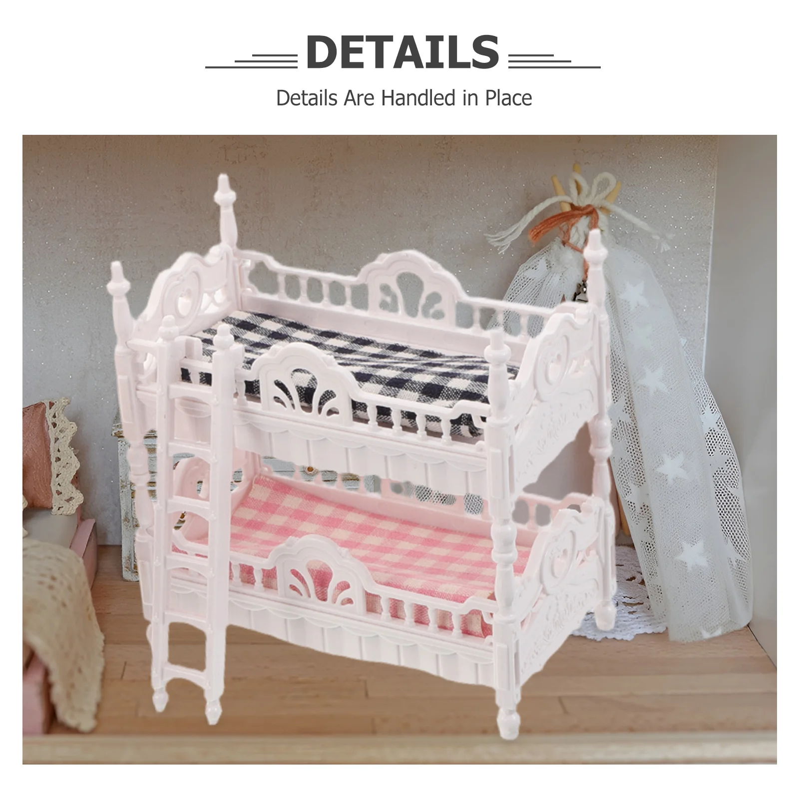 Lit superposé Miniature pour maison de poupée, 2 ensembles, meubles, détails réalistes, améliore l'authenticité du charme, favorise la créativité et l'organisation