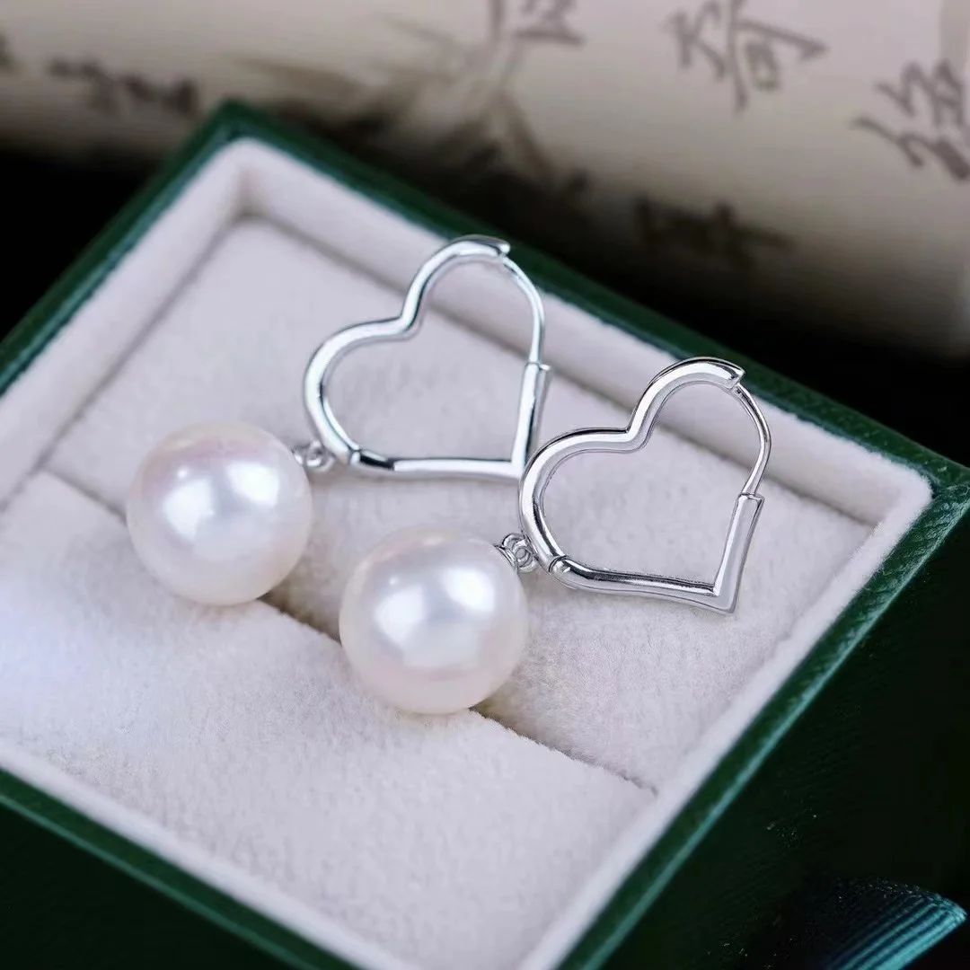 New Pearl Earrings AAAA 9-10mm 10-11mm 11-12mm Natural Japanese Round Pearl Earrings 925s