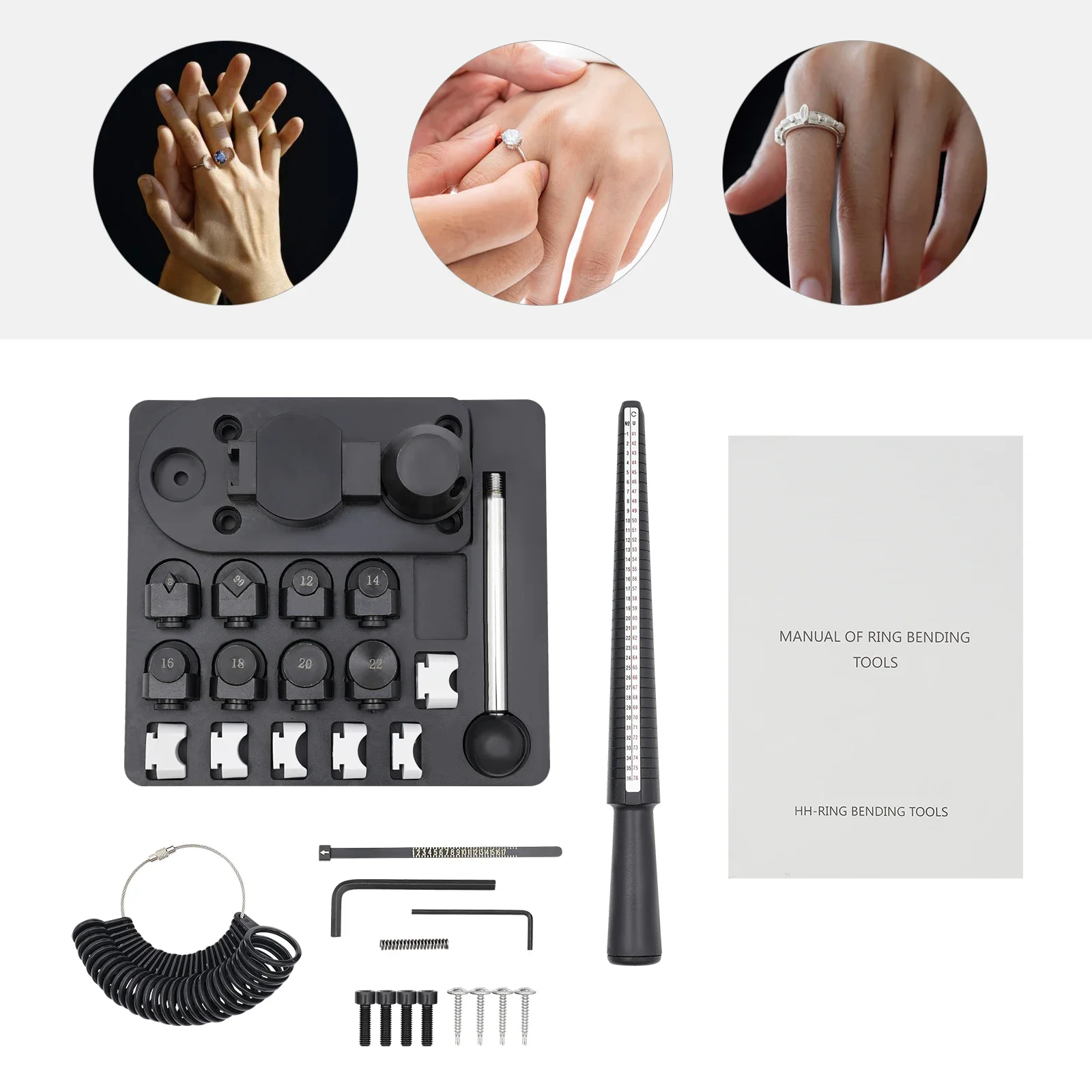 

Soft Metal Thickness Ring Bending Tool 12-22mm 90°/60° Angles Manual Bending Tool for DIY Ring Earring Bracelet Tabletop Mount