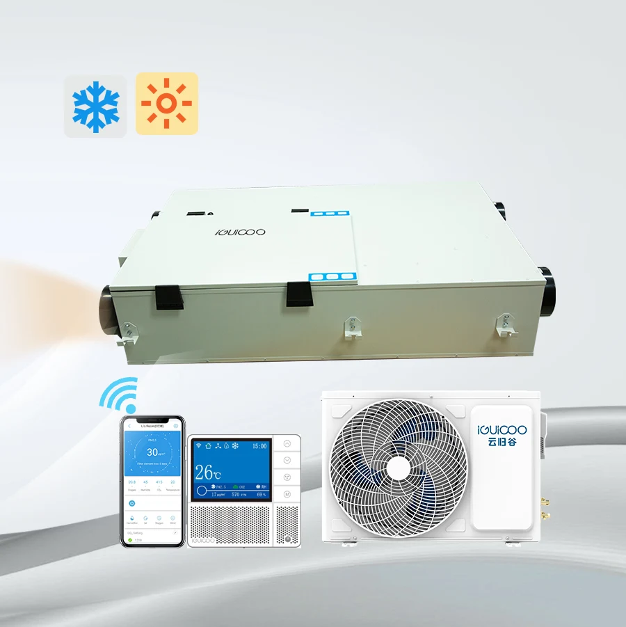 High Efficiency Home Fresh Air Energy Recovery Ventilation System With Preheating And Precooling Hepa Filters