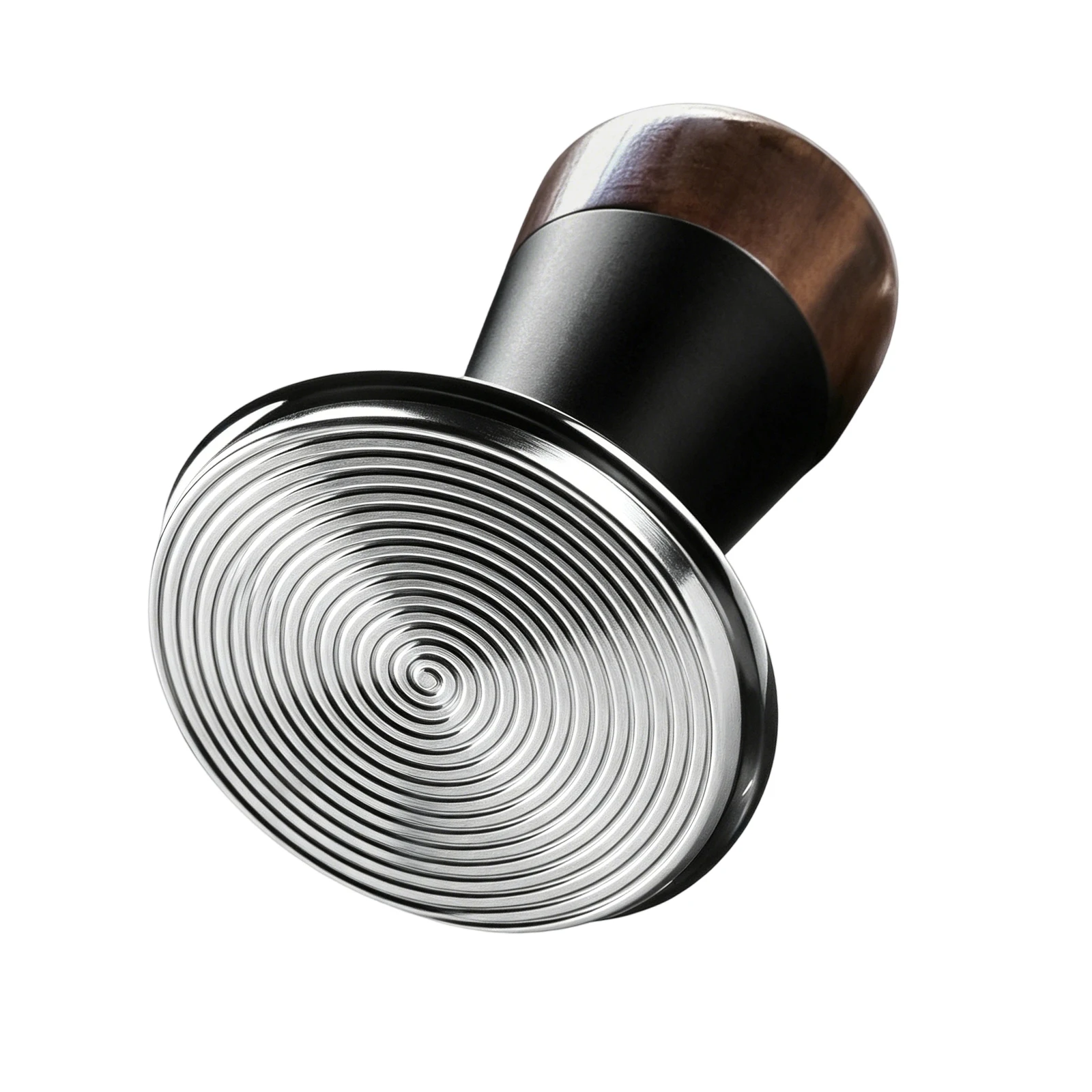 Walnussholz Espresso-Tamper mit Konstantdruck, Selbstnivellierender Automatischer Kaffee-Tamper mit Wellenboden aus 304 Edelstahl