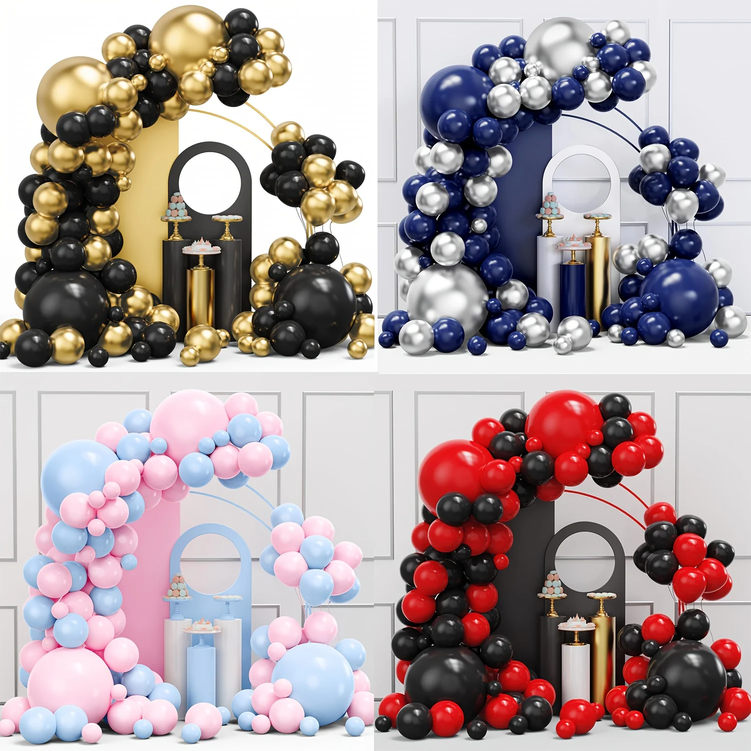 Pink And Blue Balloon Arch Set 141pcs Latex Balloons Strong Atmosphere Party Decor Four Styles Black Gold Pink Blue Red Black Blue Silver For Gender Reveal Boys Girls Birthday Baby Shower Christmas New Year Home Party Decoration Supplies