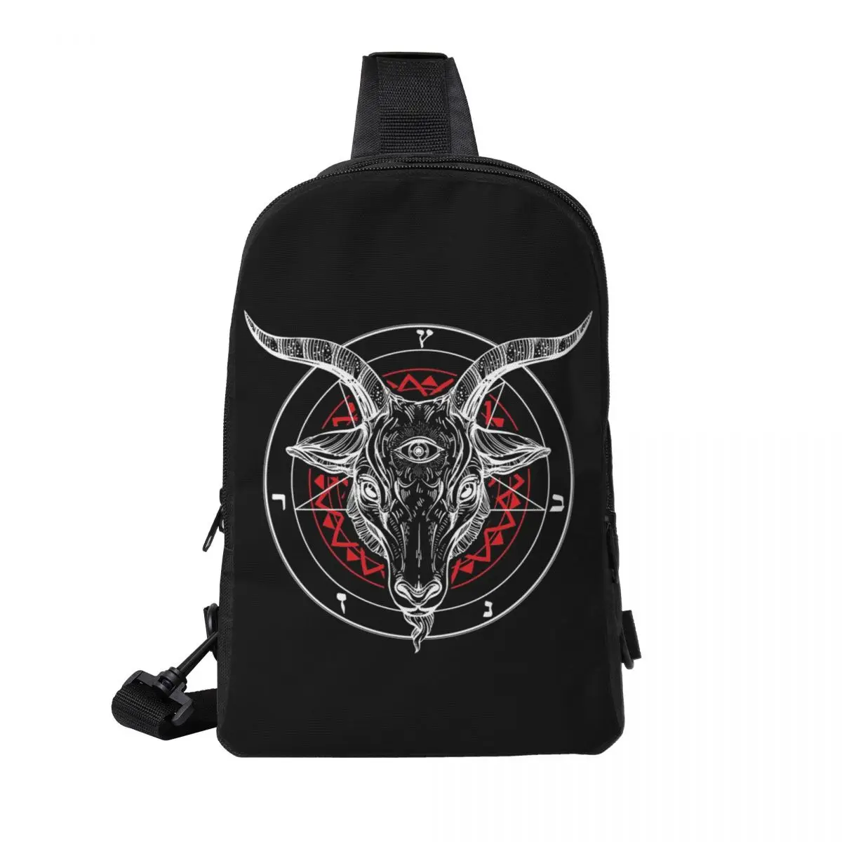 

Satanic Goat Baphomet Circle Satan Symbol Lucifer Devil Chest Bag Men Sling Crossbody Backpack Chest Bag Daypack Shoulder Bag