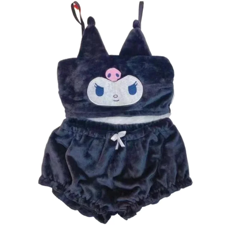 

Sanrio anime plush kawaii cartoon autumn winter mymelody kuromi cinnamon pajamas underwear bra little devil sexy home clothes
