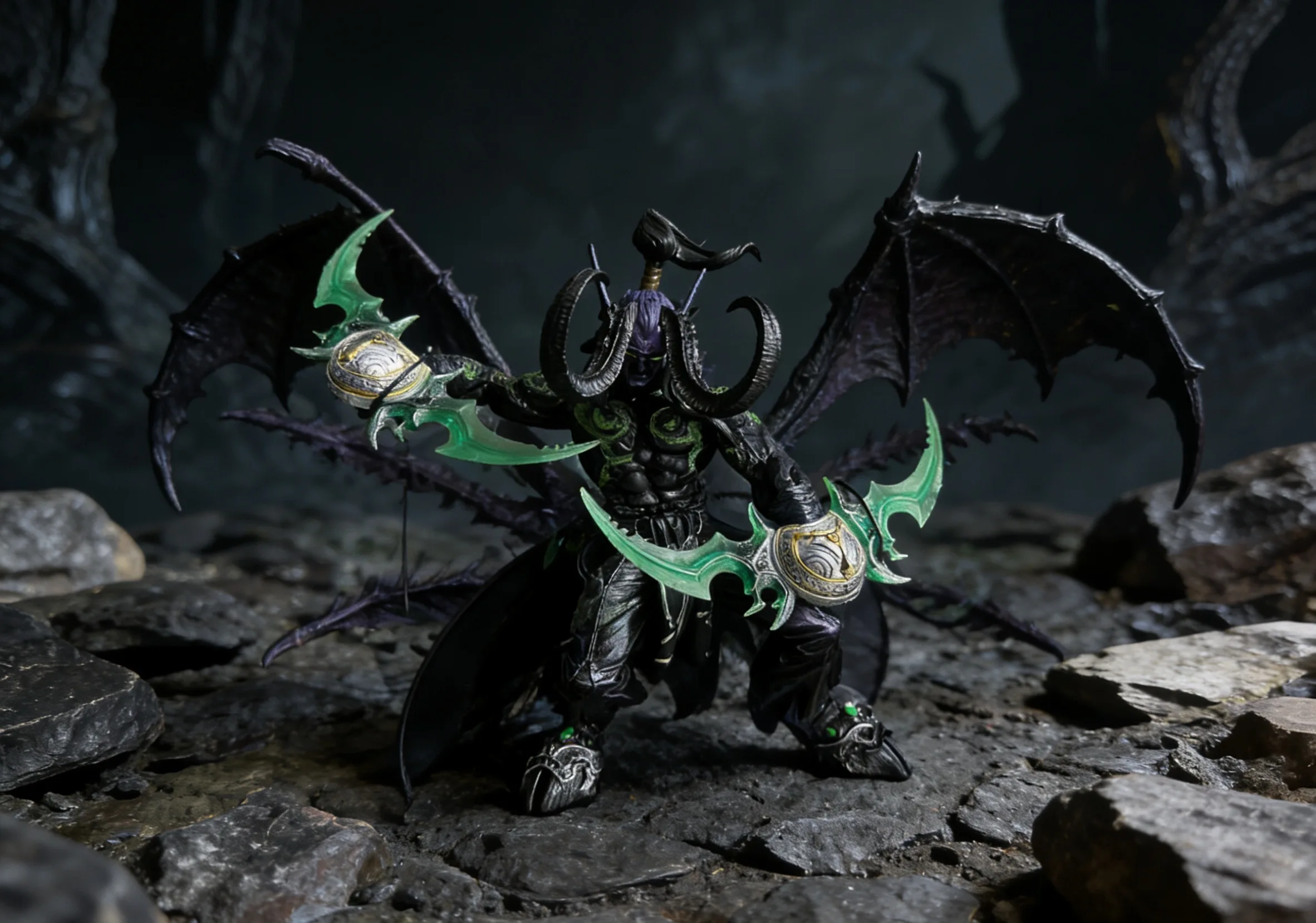 

World of Warcraft Handheld Black Devil Hunter Illidan Fury Wind Ornament Lich King Arthas Model Boy