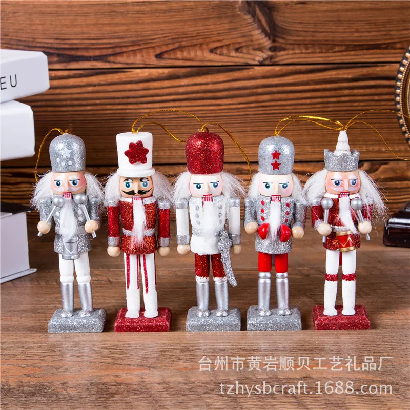 New 12cm Onion Powder Classic Nutcracker Puppet Pendant Five-Piece Christmas Gift Humanoid Toy Ht133