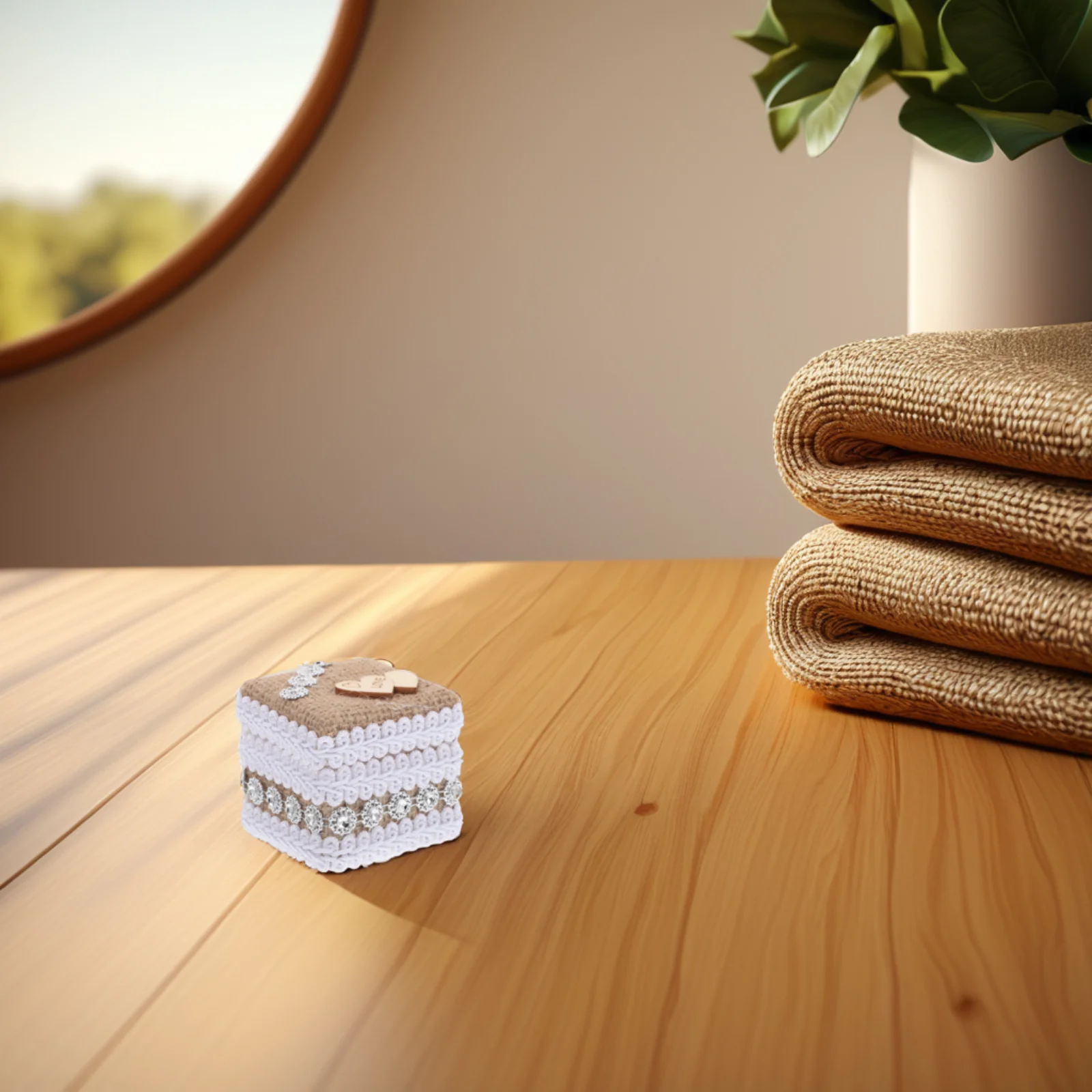 

Handmade Double Heart Ring Box Valentine Proposal Wedding Ceremony Ring Bearer Small Jewelry Organizer Women in Assorted Color