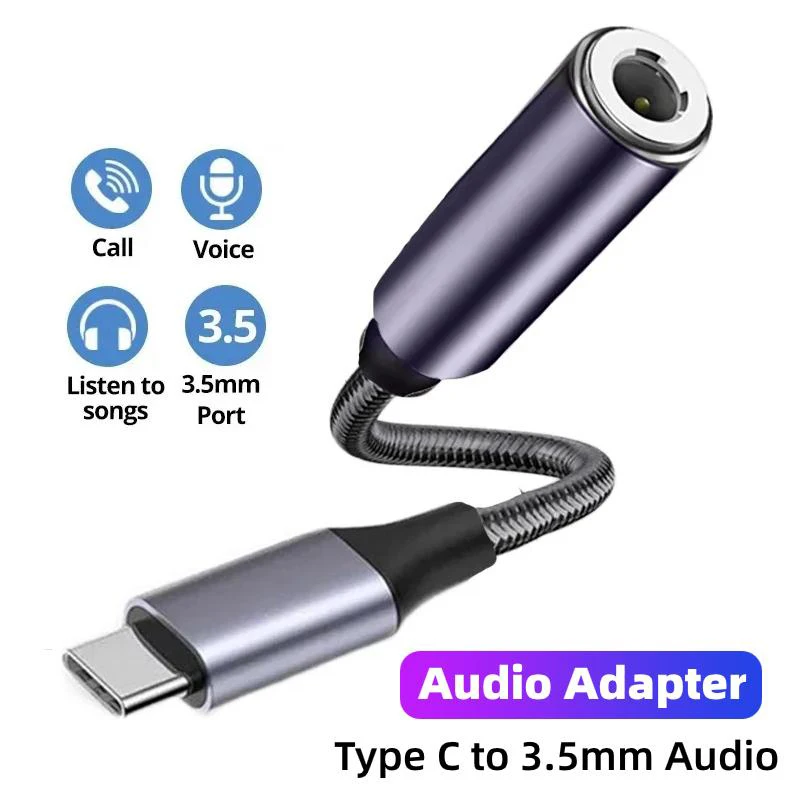 USB Type C To 3.5mm Aux Adapter Type-c 3 5 Jack Audio Cable Earphone Cable Converter for iPhone 15 Serie iPad Pro Samsung Huawei