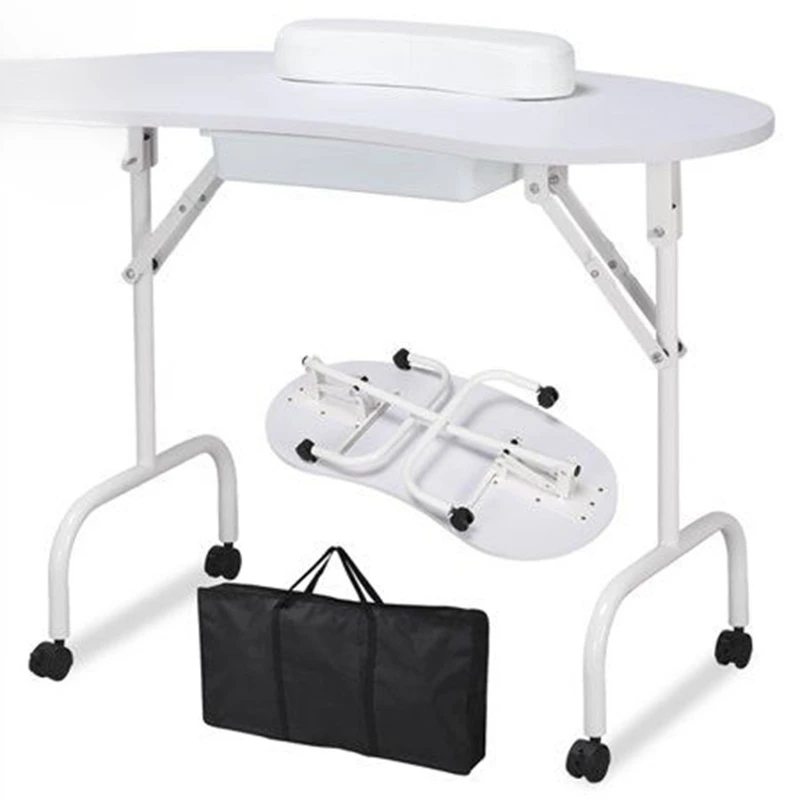 

Cheap White Single Nail Table Salon Furniture Metal Nail Manicure Salon fold up easy taking Table