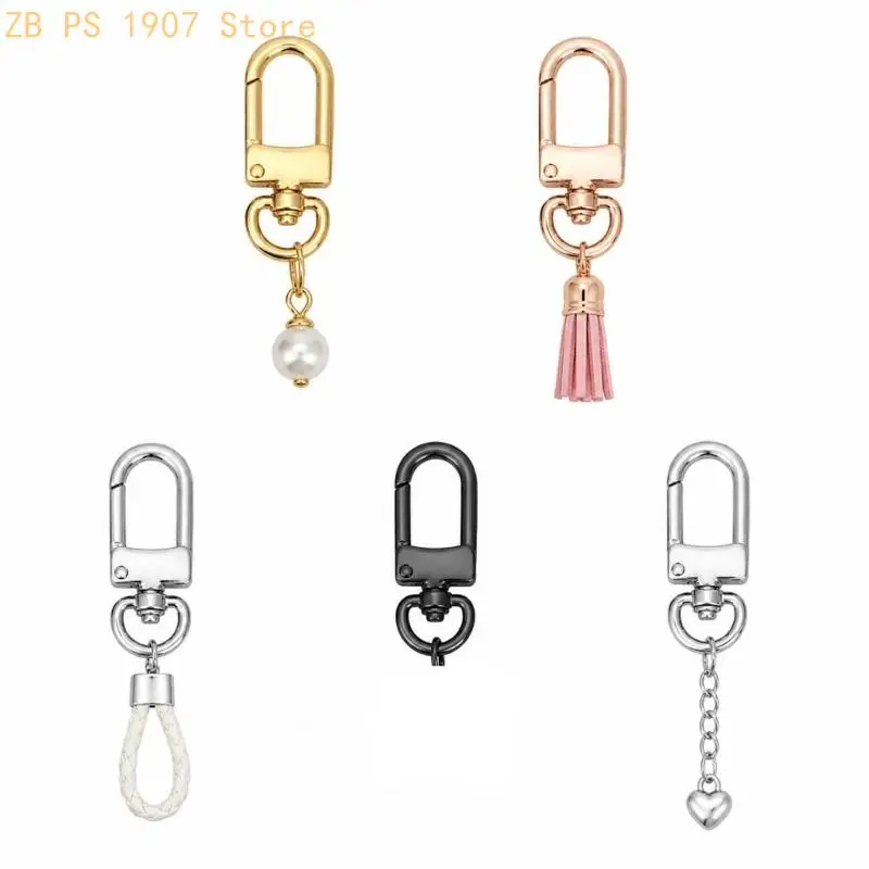 Clasp Hooks 8 Piece Gold Tone Keychain Hardware Set, Spring Gate Hooks with Rotating Ring for DIY Bag Pendant Use, Zipper Pulls