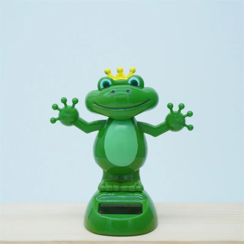 Creative Intelligent Induction Swinging Frog Toy Model Cartoon Cute Little Frog Solar Toy Car Decoration Supplies Ornaments