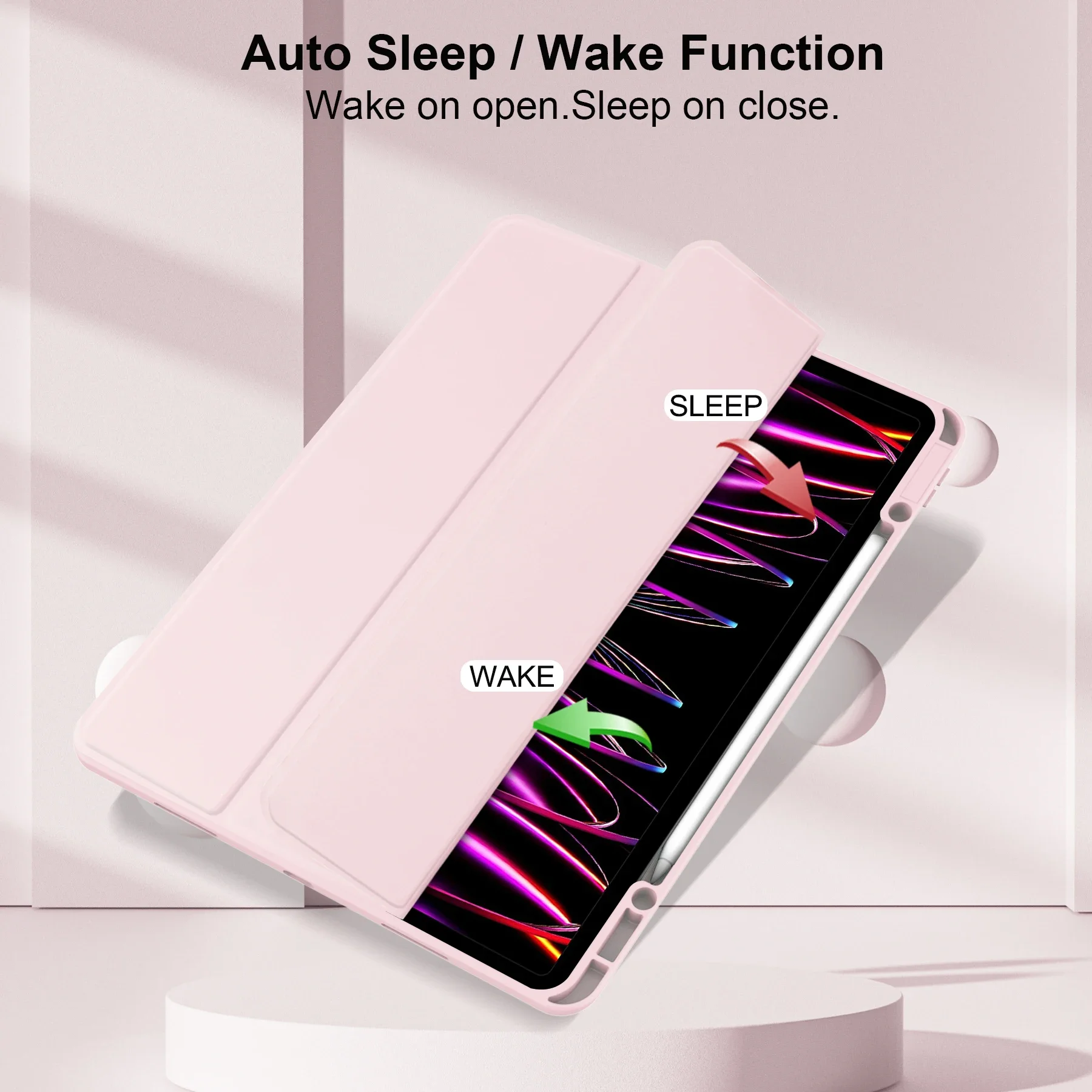 حافظة خلفية فاخرة عالية لجهاز iPad Pro 12.9 بوصة 6th/5th/4th/3rd Generation 2022/2021/2020/2018 مع غطاء حامل القلم الرصاص