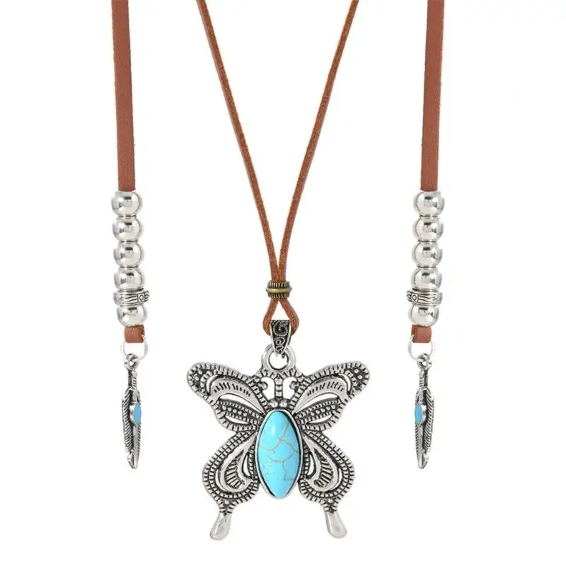 

31BB Natural Inspired Butterfly Pendant Necklace Lightweight Jewelry For Casual Wear