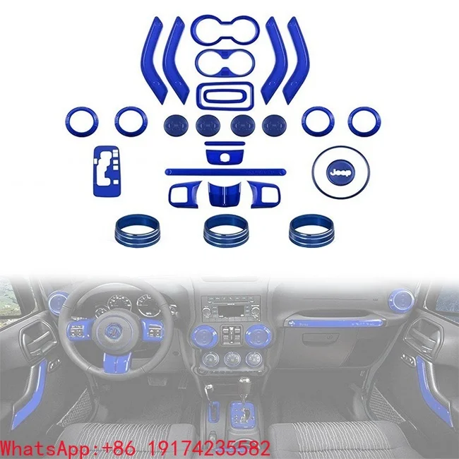 

Hot Sales 4x4 Car Interior Accessories 28PCS Full Set Interior Decoration Trim Kit for Jeep Wrangler JK 2007-2017