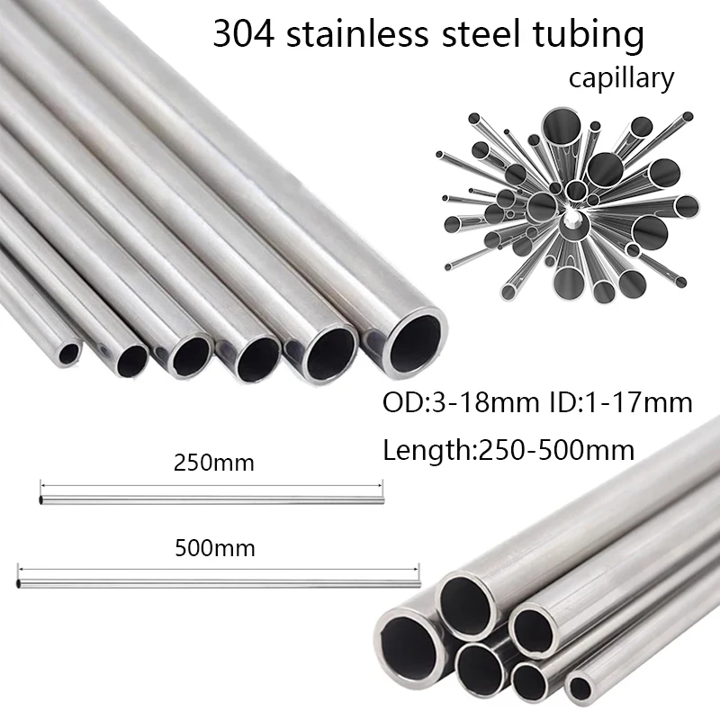 1-10pcs 250mm/500mm Long 304 Stainless Steel Round Capillary Straight Tube 4x2mm 8x6mm 13x11mm 10x8mm Stainless Steel Tube