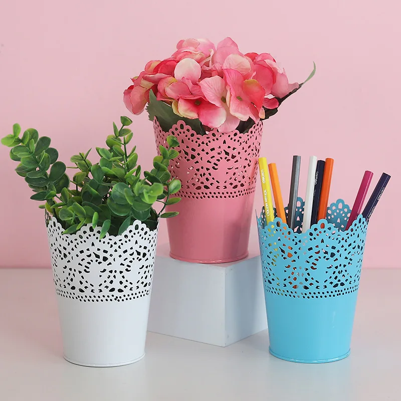 Hollow Metal Pencil Make Up Brush Storage Basket Pens Holder Creative Bucket Cosmetic Pencil Holder Makeup Brush Storage Bucket