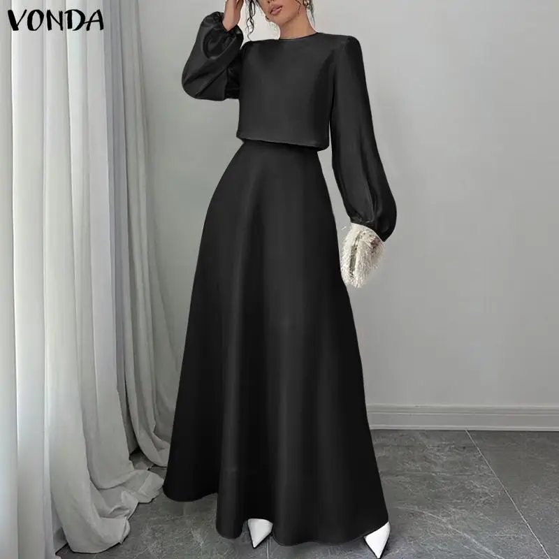 Plus Size 5XL VONDA Mode Jurk Sets Vrouwen Lange Lantaarn Mouw Blouse en Maxi Rokken Elegante Streetwear 2 Stuk outfits 2 STUKS