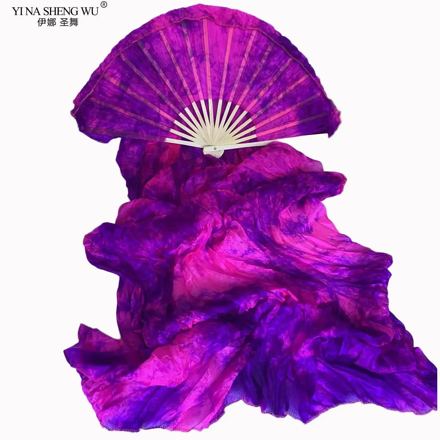 Customized Wholesale 1 Pair 100% Real Silk Fans Belly Dance Silk Fans Classic Size Bamboo Ribs Silk Fans Dance Performance Props