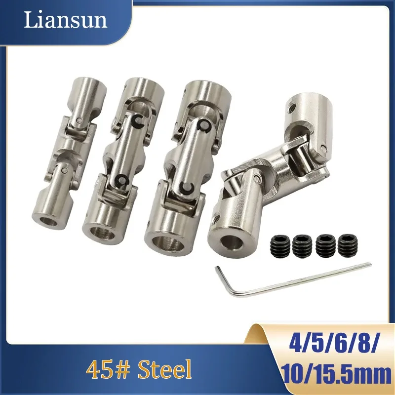 

1/2pcs 3-section Universal Joint Coupling 4/5/6/8/10/15.5mm 45# Steel Shaft Coupler Motor Connector With Screw Cardan Joint