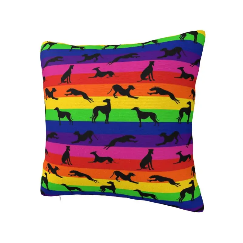 Greyt Greyhound Rainbow Cushion Cover Whippet Sighthound Dog Velvet Modern Pillow Decor Home