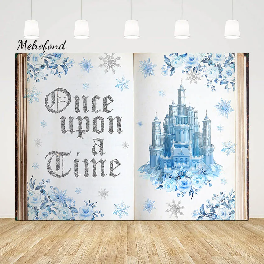 Mehofond Photography Background Once Upon a Time Frozen Castle Wedding Birthday Fairy Tale Book Flower Decor Backdrop Photocall