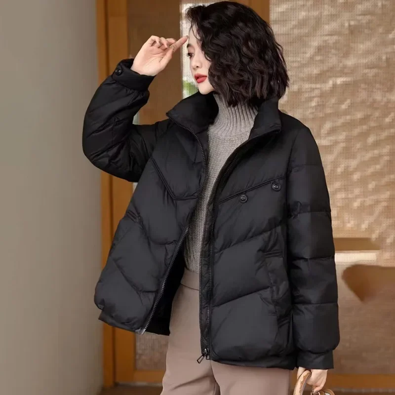 

New Arrival Short Down Coat for Women Lightweight and Warm White Duck Down Jacket Women Stand Collar Puffer Jacket JK-026