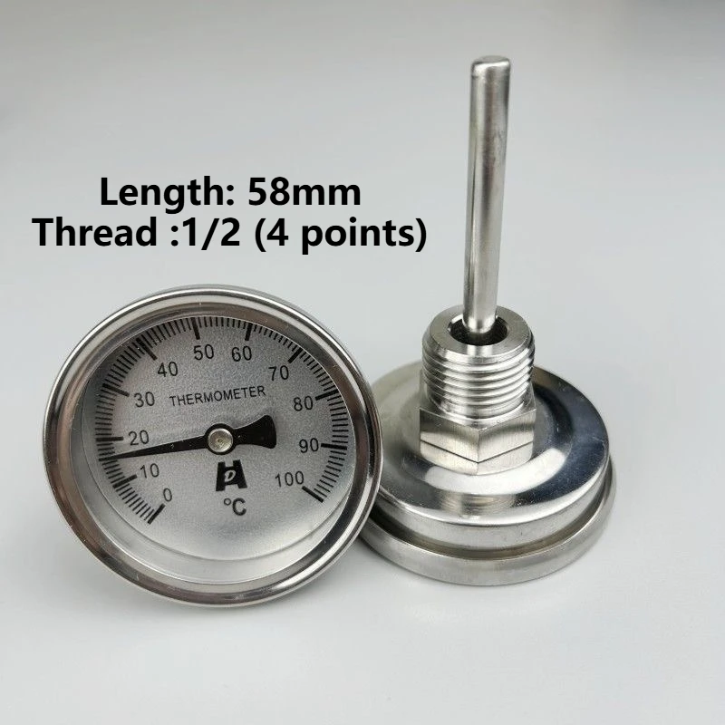 

NEW Stainless Steel bi-metallic Thermometer 0-50~300 degrees, Probe length L=100, 1/4PT Thread WSS-303