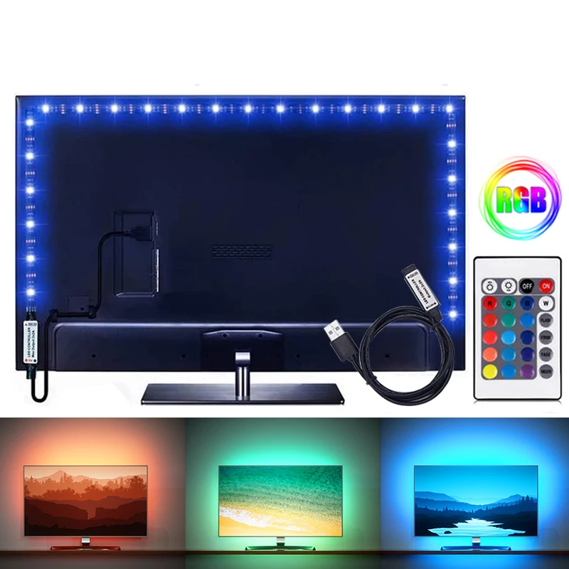 

Светодиодная лента Rgb Usb для телевизора Smart Led Tape Light 5 В Гибкие светодиодные ленты для освещения настенной комнаты Светодиодная лента с дистанционным управлением Rgb 5050