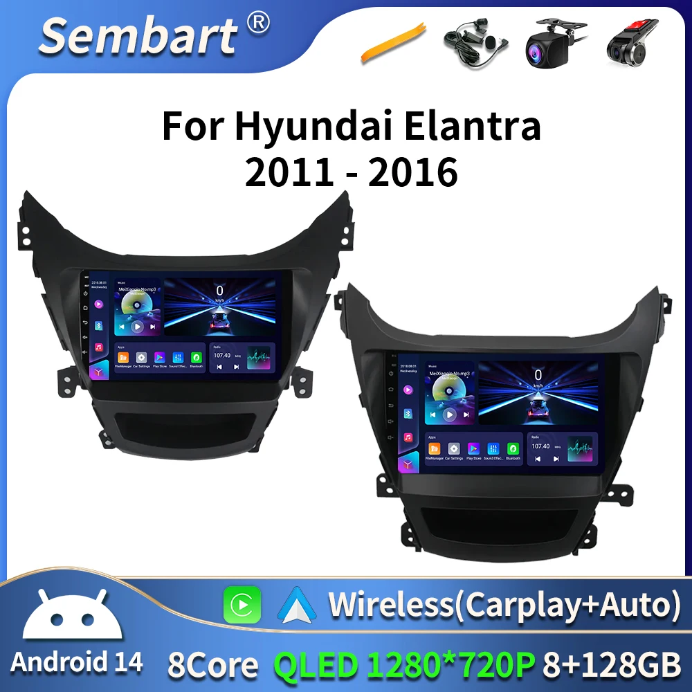 For Hyundai Elantra Avante I35 2011-2016 Car Multimedia Player 2din GPS Navigaion CarPlay Android 16 Car Radio Multimedia Player