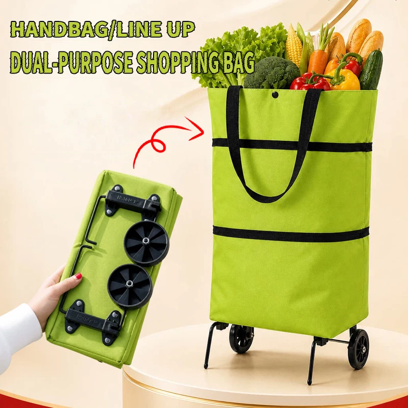 Portable Folding Reusable Shopping Bags Small Pull Cart Buy Shopping Trolley Bag With Wheels Fruit Vegetables Bag Food Organizer