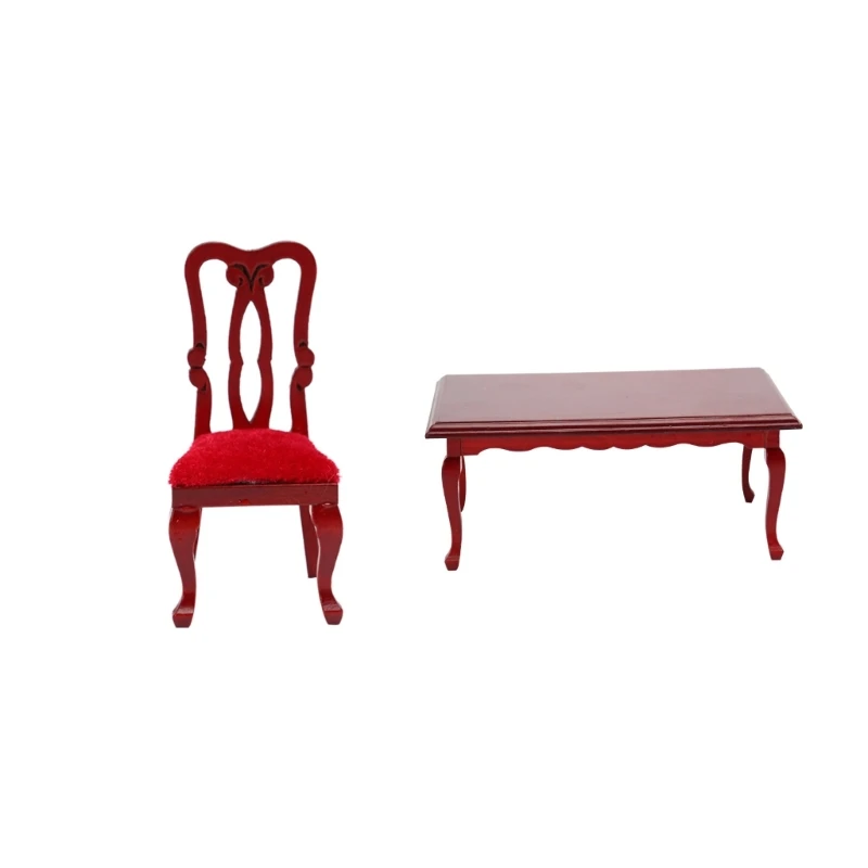 

1/12 Scale Wooden Miniature Dollhouses Table and Chair Wooden Furniture Set 15UB