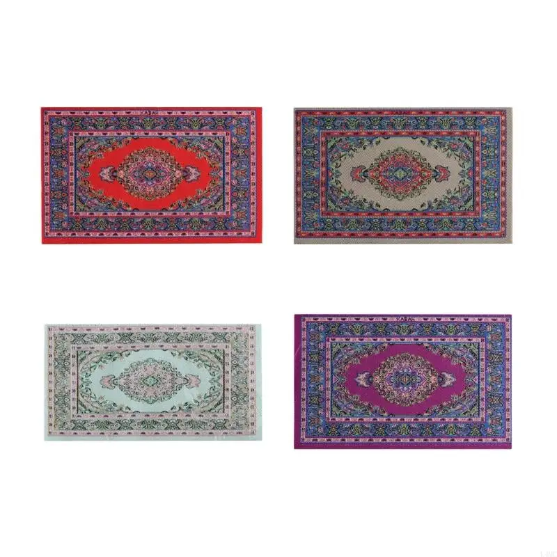 

Turkish Styles Miniature Carpet for 1/12 Scale Dollhouses Landscape Accessories L4MC