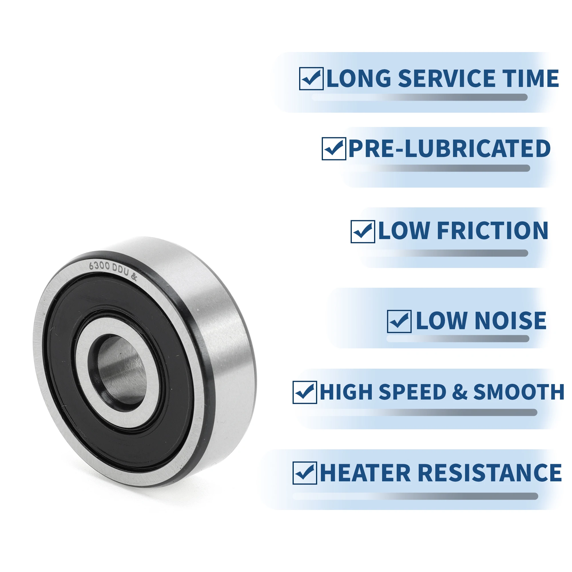 Motoforti 6300DDU & Deep Groove Ball Bearings P5 10x35x11mm Lubricated Bearings Double Rubber Seal Black Silver Tone Scooter Sk