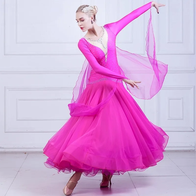 Maßgeschneidertes Tango-Kleid für modernen Tanz, nationales Standard-Wettbewerbskleid, Walzer-Performance-Kleidung, soziales großes Swing-Kleid