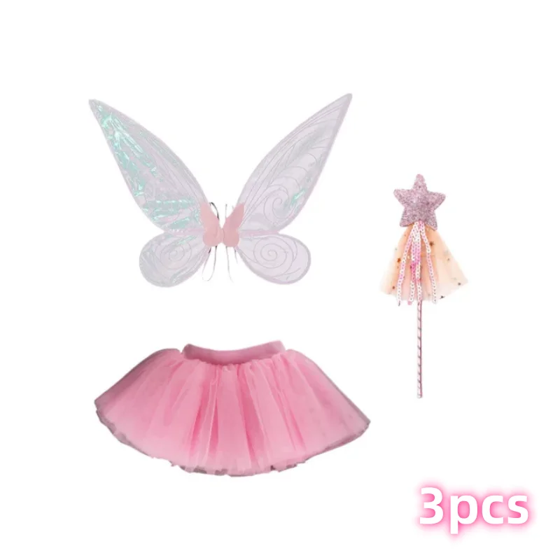 Disfraz de alas de hada y mariposa para niñas, faldas de princesa brillantes, ala de Ángel para fiesta de Halloween, disfraz de Cosplay, faldas de baile de Ballet