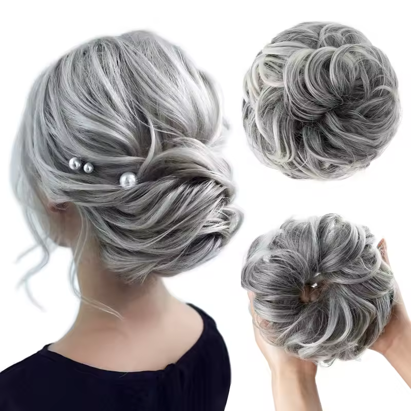Synthetic Messy Hair Bun Extensions Big Curly Elastic Hair Scrunchies Hairpieces Chignon Donut Updo Hair Pieces for Women - Image 8