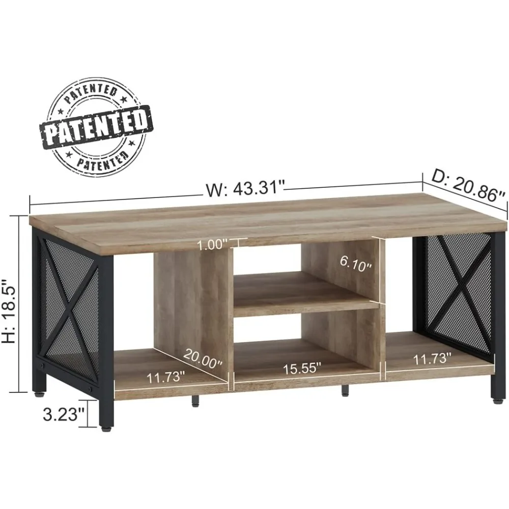 Rustic Wood Center Table With Shelves Coffee Table Room Farmhouse Rectangle Cocktail Tea Tables (Rustic Oak) Furniture Coffe End