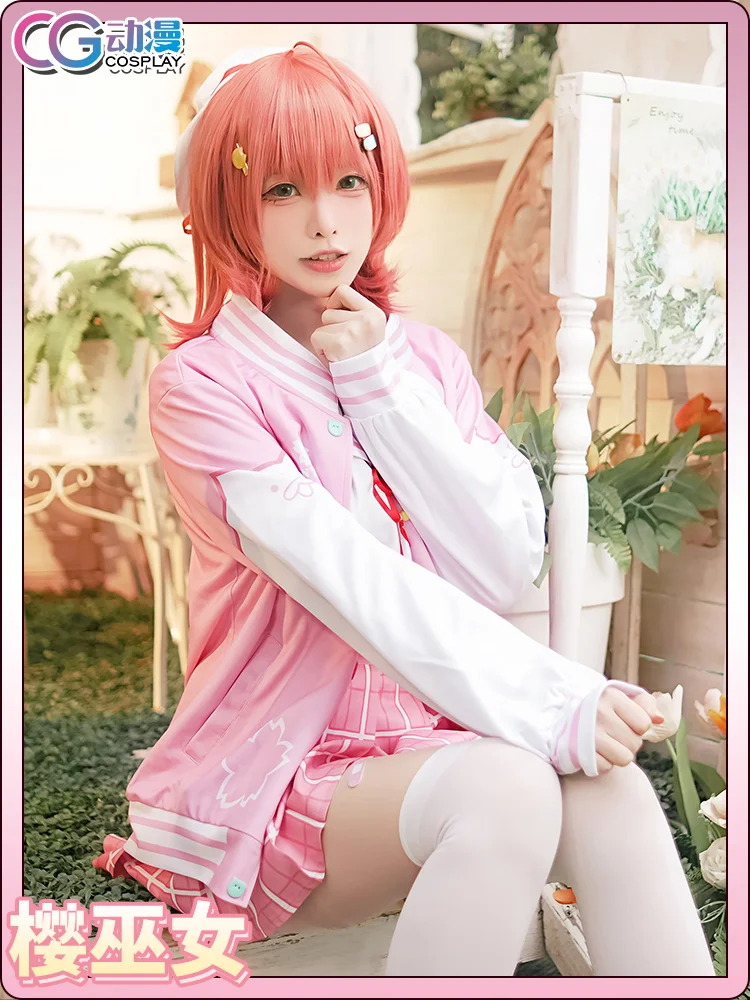 

Sakura Miko Cosplay Costume Vtuber Wig Shoes Halloween Carnival Party Events Anime Adult COS Christmas Gift