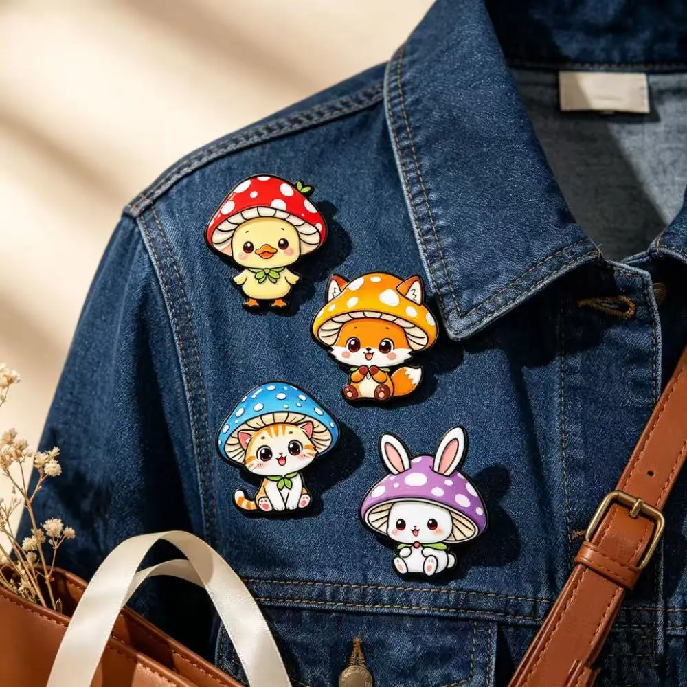 4Pcs Cute Forest Animal Enamel Brooches Set Halloween Thanksgiving Gift Lapel Pins for Clothing Bags Decor