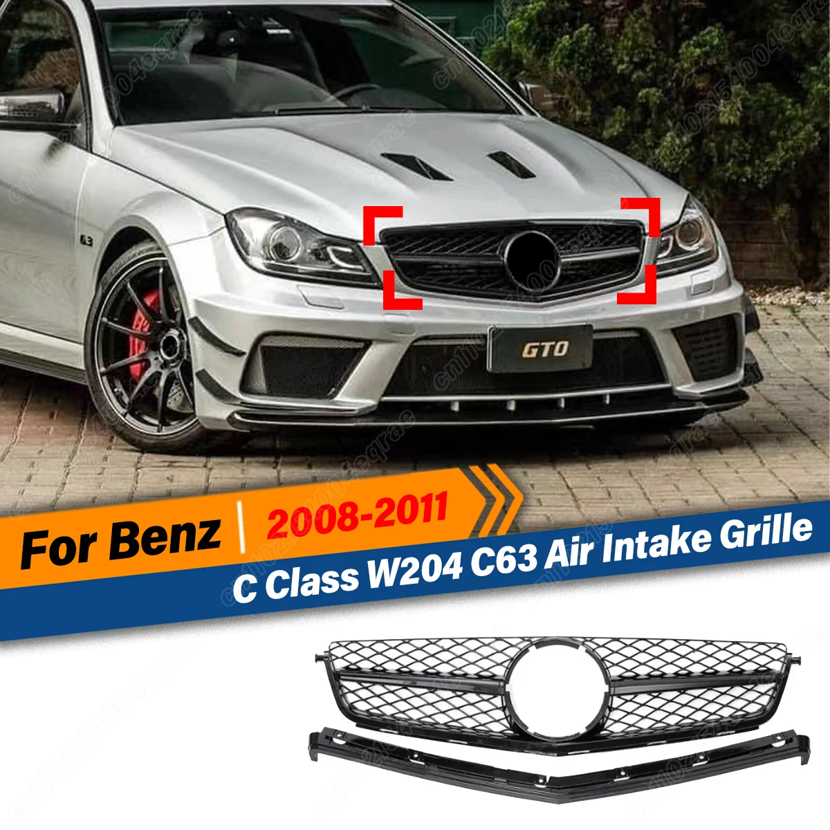 

For Mercedes-Benz C Class W204 C63 AMG 2008 2009 2010 2011 Front Racing Tuning Grills Mesh Radiator Air Intake Grille Body Kits