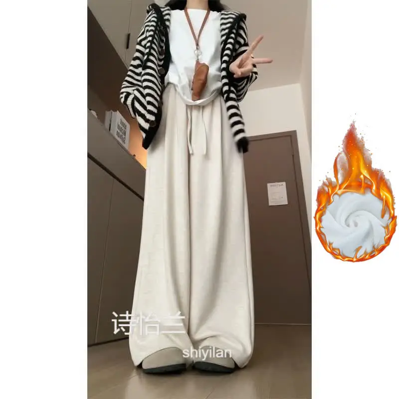 Elegant Beige Rice Textured High-Waist Relaxed Fit Slimming Straight Leg Pants