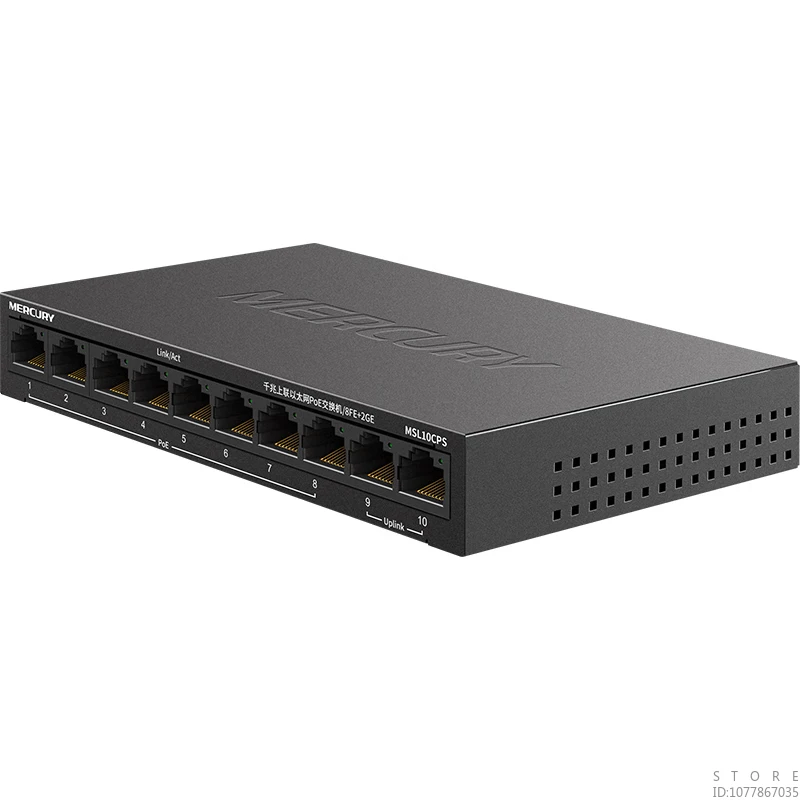 MERCURY 8-port 10/100Mbps PoE @65W+2 Ports Gigabit Uplink Network Switch Unmanaged, Ethernet Splitter, Plug & Play MSL10CP