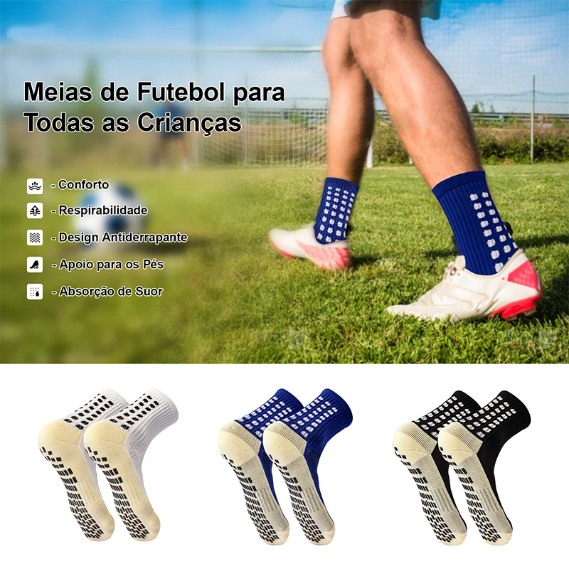 6 Pairers, Children's Sports Socks, Children's Football Socks, Dotted Non-slip Football Socks, Breathable