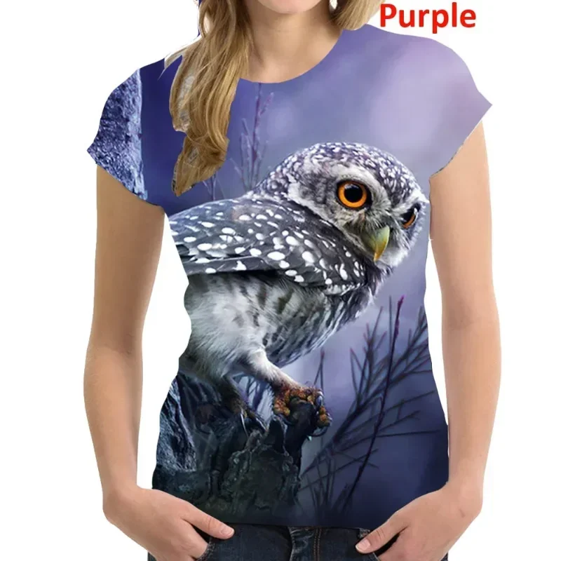 Fashion Women Clothing New Owl 3D Print T-shirt Street Casual Unisex Oversized T Shirt Harajuku Street Round Neck Short Sleeve